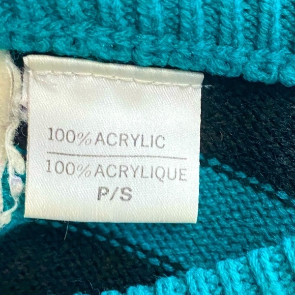 Vintage Graffiti Oversized Green Black Striped Crew Neck Knit Sweater S - Picture 7 of 13